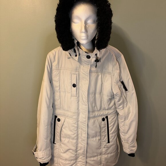 Point Zero Snow White Ski Jacket with Black Fur Trim - Picture 3 of 6
